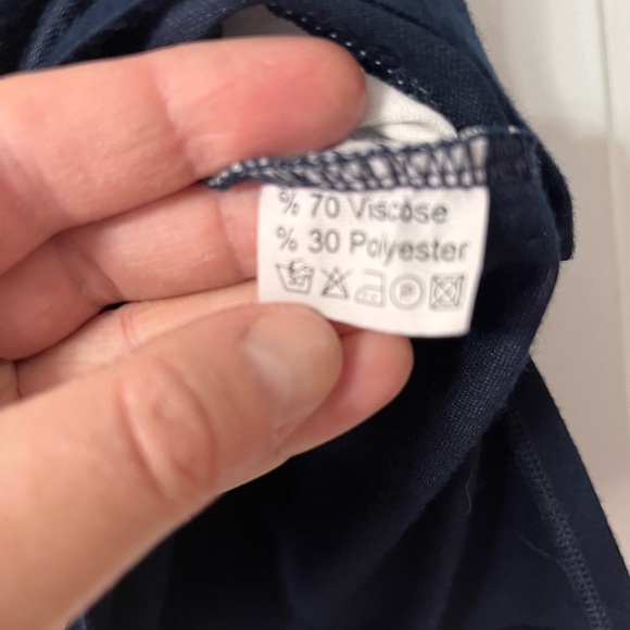 Navy Blue and White Top with Embroidered Accent on the neckline - Picture 8 of 9